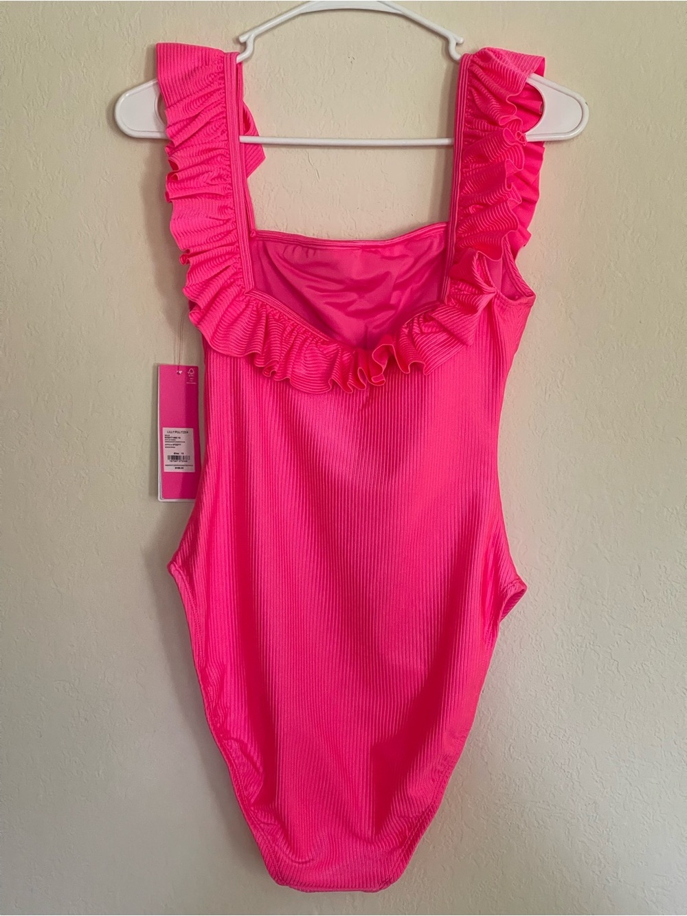 Lilly Pulitzer Aemma Ruffle One Piece Roxie Pink Size 10 - Picture 3 of 12